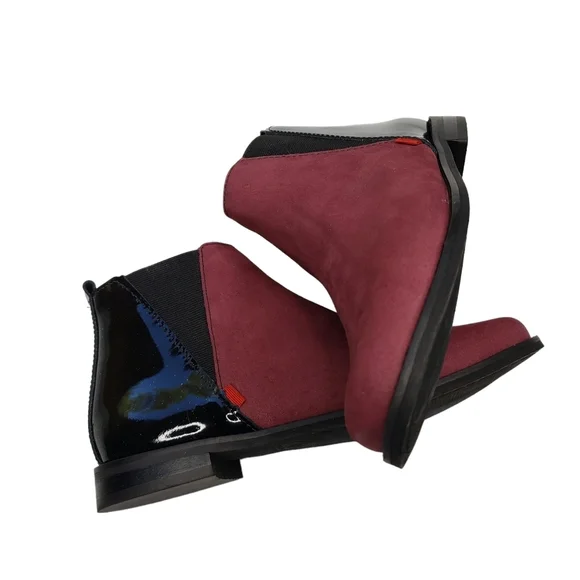 Marc JosephNIB Williamsburg Bootie Wine Nubuck Leather Pull On Boots Girl 3.5